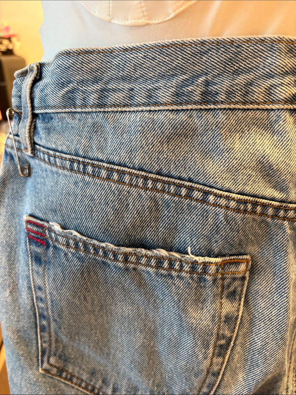 BDG Light Blue Distressed High-Waist Denim Bermuda Shorts - Picture 9 of 10